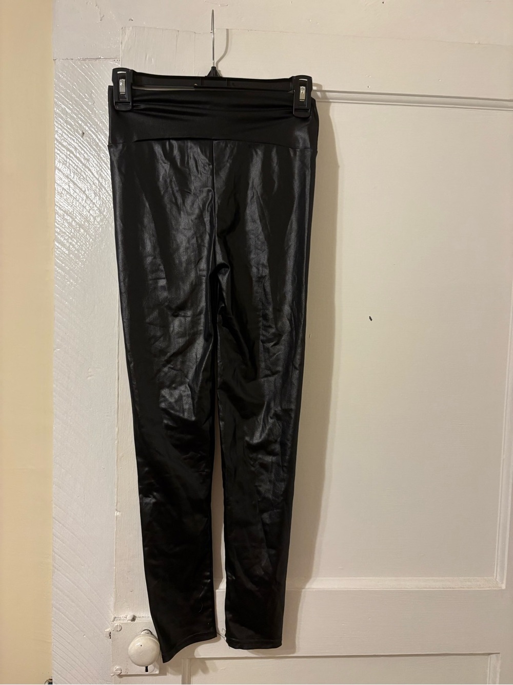 Black Faux Leather High-Waist Leggings - Women